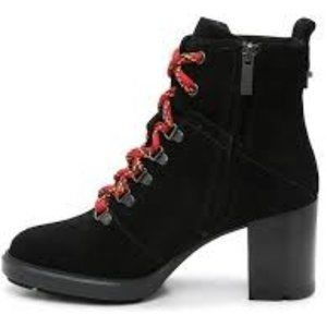 Aquatalia Ihana Lace Up Block Heel Combat Bootie Weatherproof
